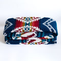 ECUADORIAN ALPACA WOOL BLANKET | XL DOUBLE DENSITY | KING 80X91 | TRIBAL NAVY