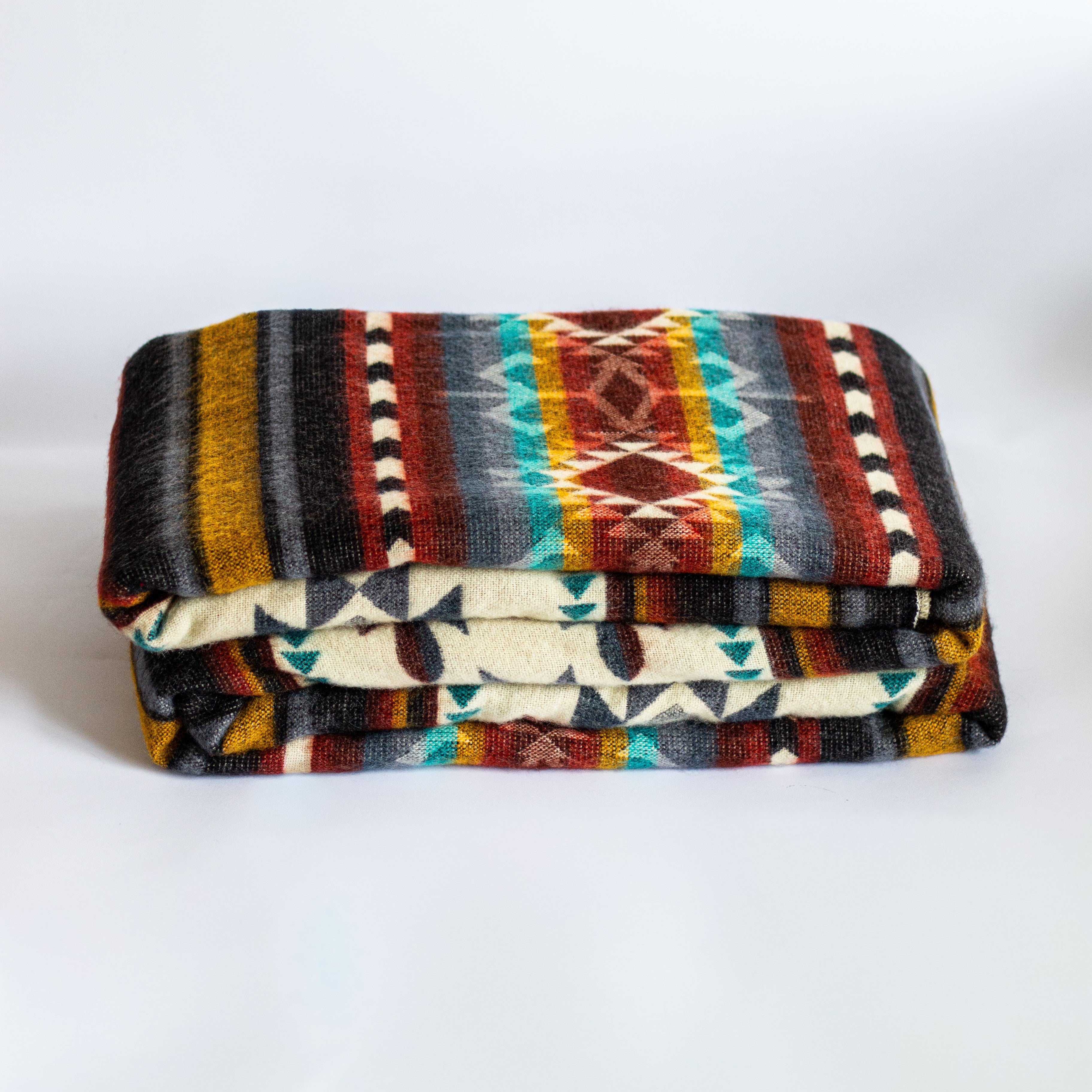 ECUADORIAN ALPACA WOOL BLANKET | XL DOUBLE DENSITY | KING 80X91 | FLORAL MULTI