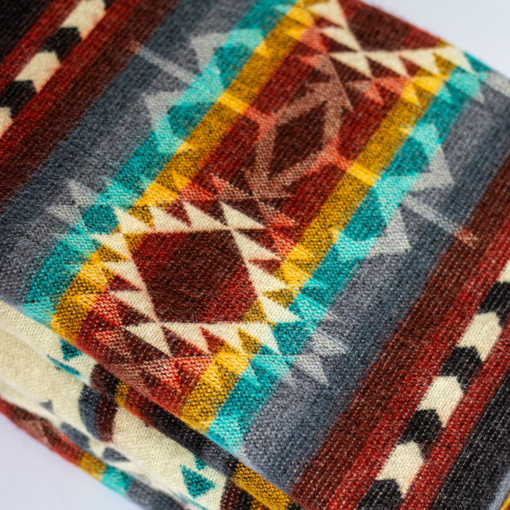 ECUADORIAN ALPACA WOOL BLANKET | XL DOUBLE DENSITY | KING 80X91 | FLORAL MULTI