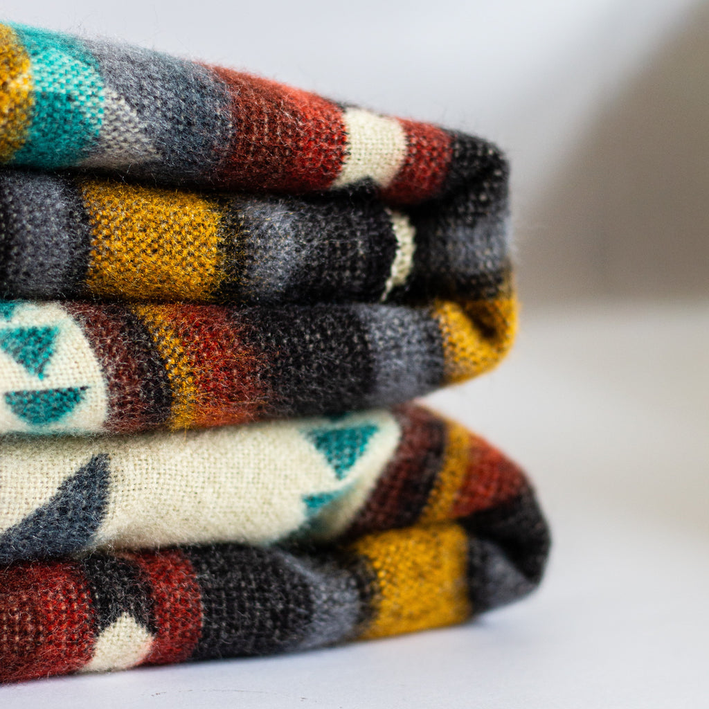 ECUADORIAN ALPACA WOOL BLANKET | XL DOUBLE DENSITY | KING 80X91 | FLORAL MULTI