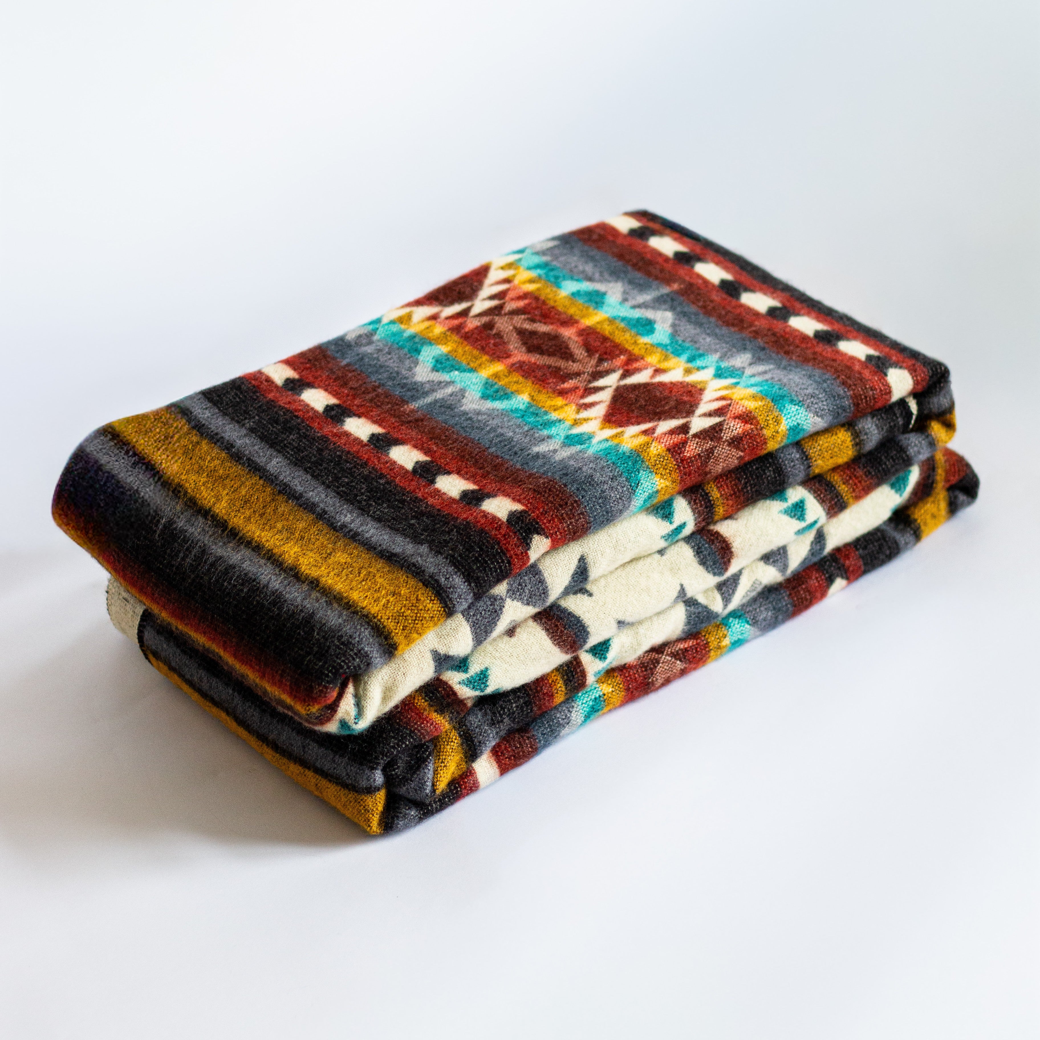 ECUADORIAN ALPACA WOOL BLANKET | XL DOUBLE DENSITY | KING 80X91 | FLORAL MULTI
