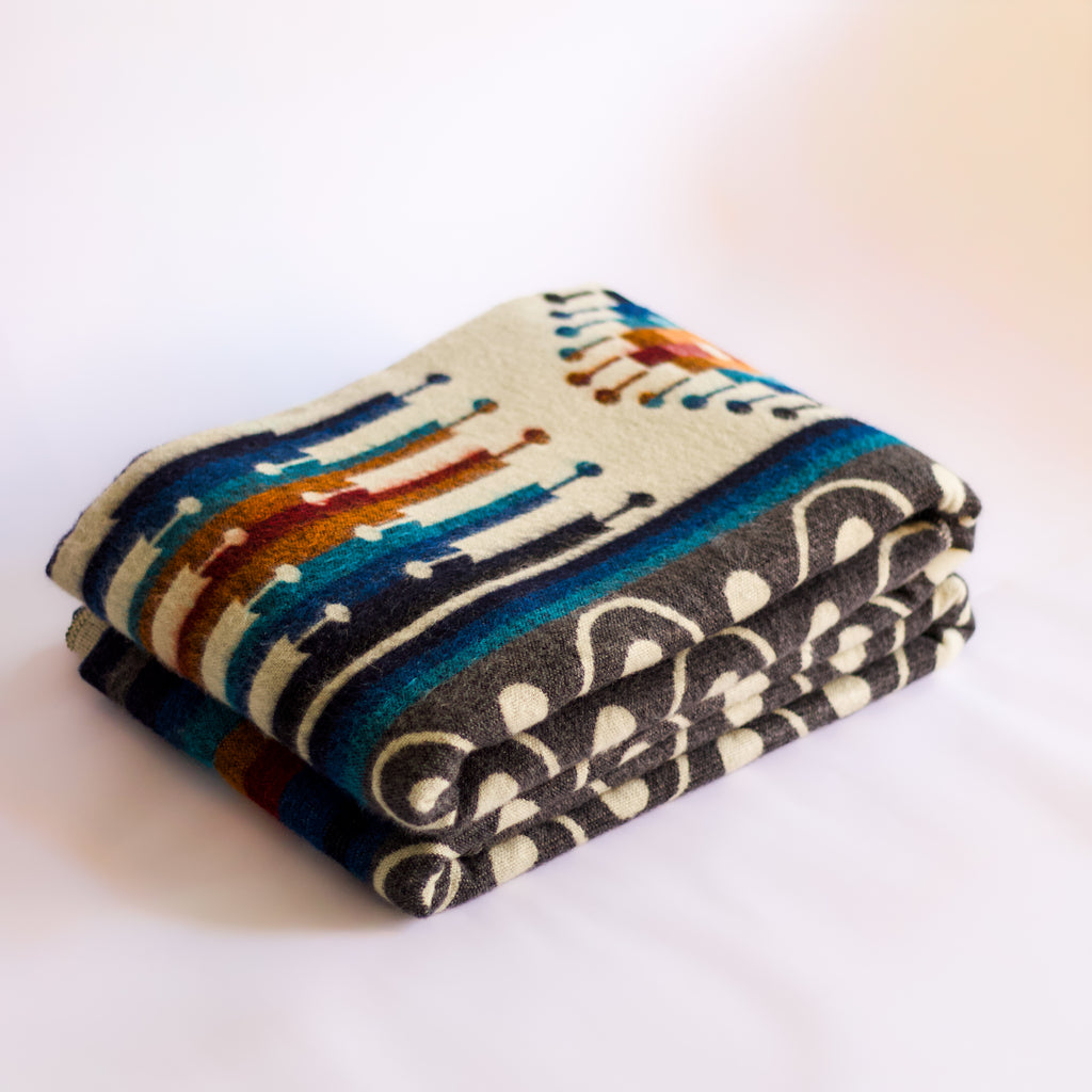 Mayu Azure — XL Reversible Alpaca Wool Blanket