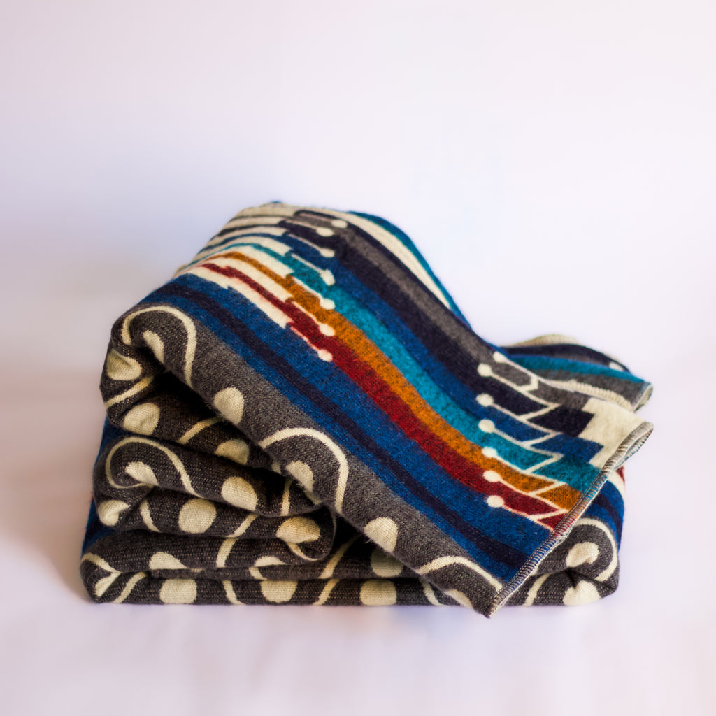 Mayu Azure — XL Reversible Alpaca Wool Blanket