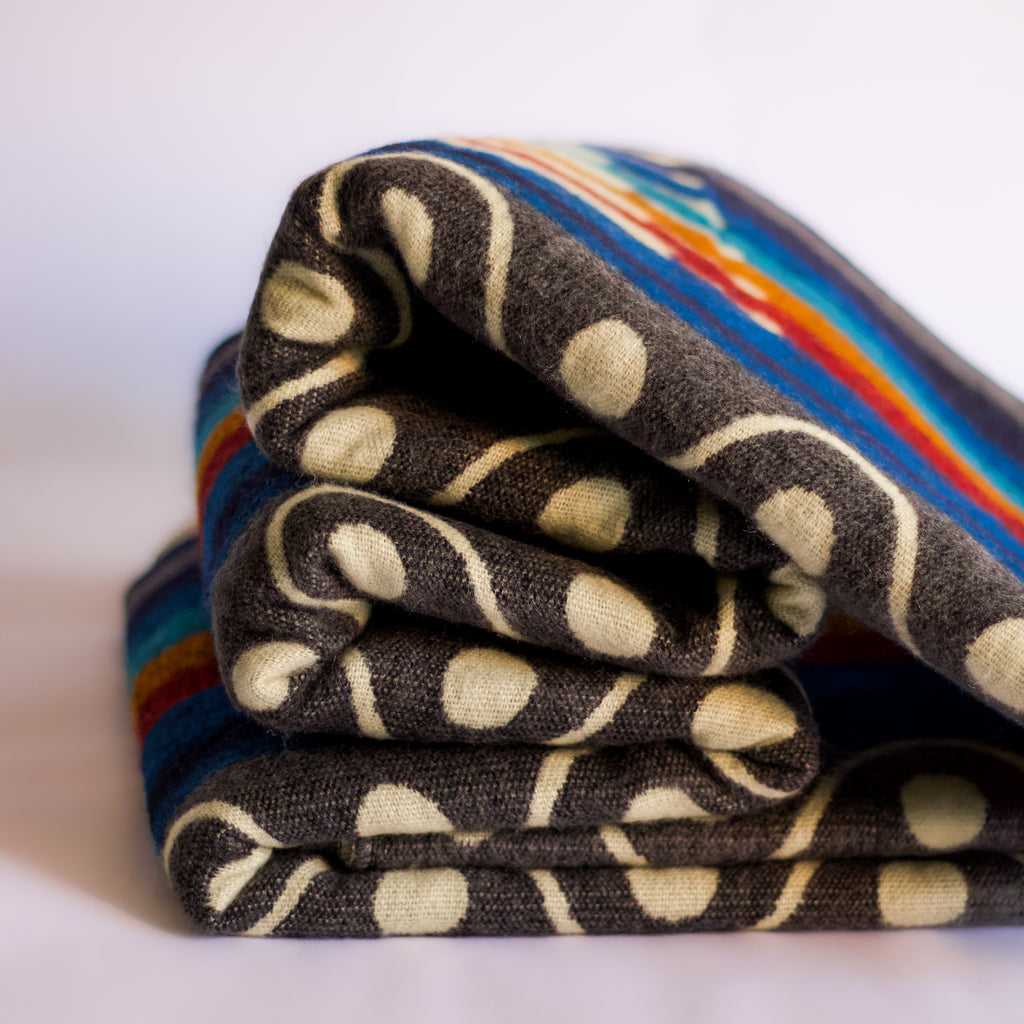 Mayu Azure — XL Reversible Alpaca Wool Blanket