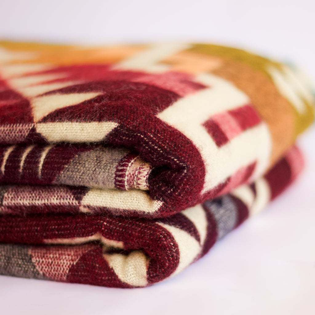 Chakana Fire — XL Reversible Alpaca Wool Blanket
