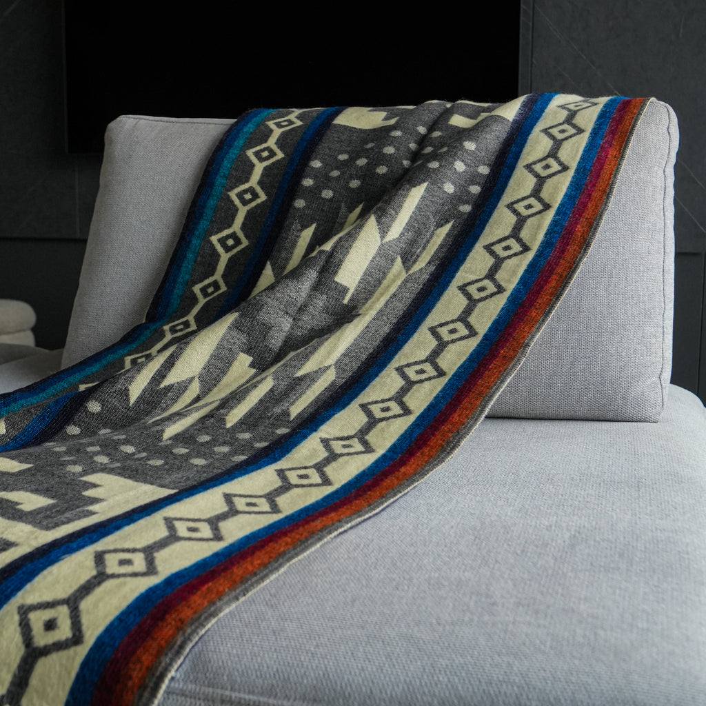 Mayu Azure — XL Reversible Alpaca Wool Blanket