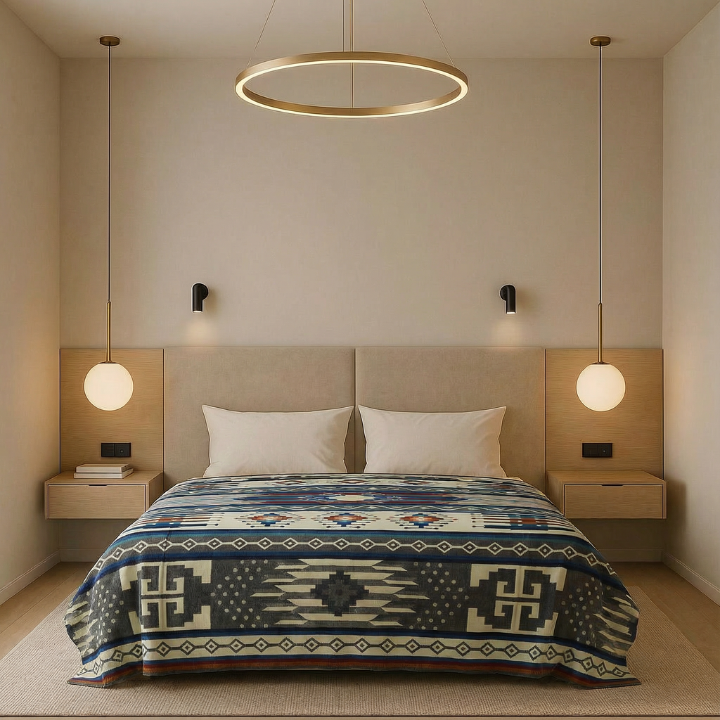 Mayu Azure — XL Reversible Alpaca Wool Blanket