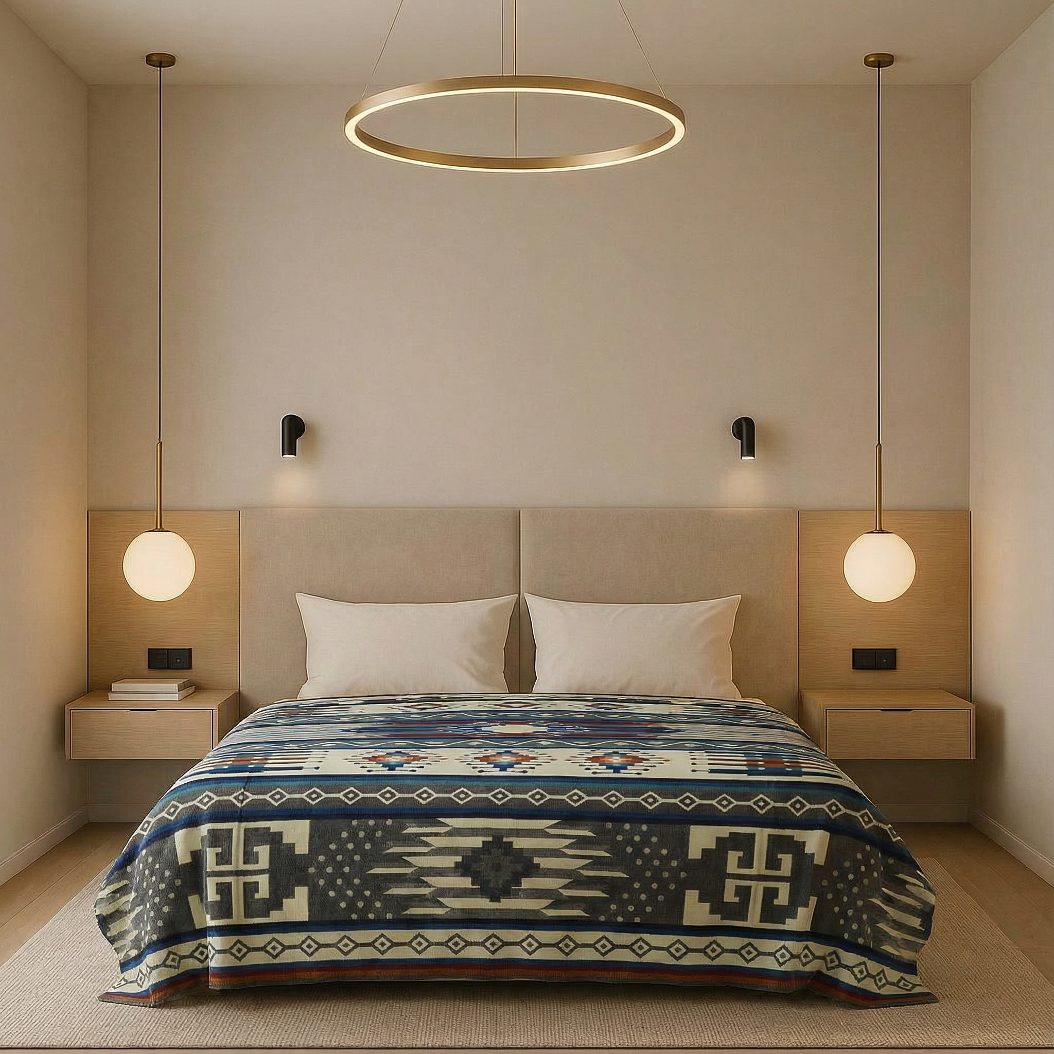 Mayu Azure — XL Reversible Alpaca Wool Blanket